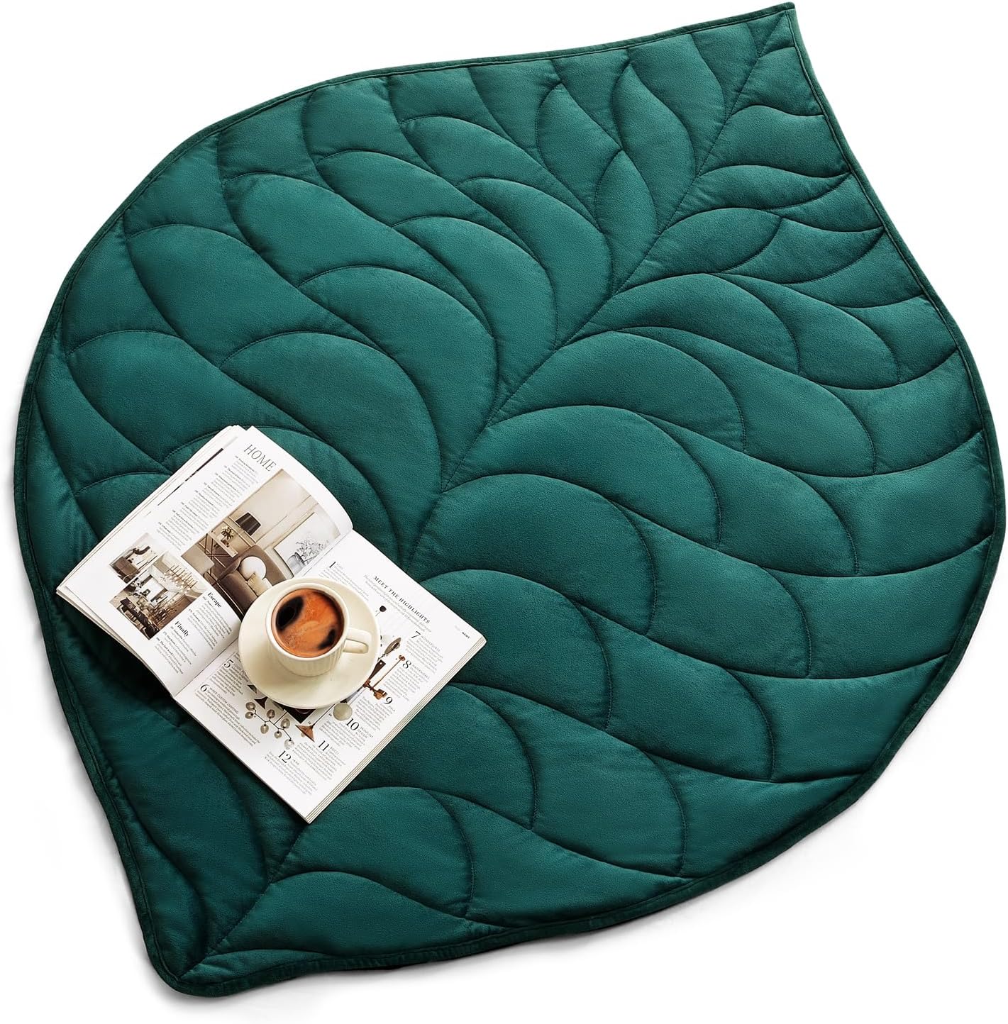Kaisa Weighted Lap Blanket for Adults, 7 lbs 41″ x 53″, Leaf Pattern, Green