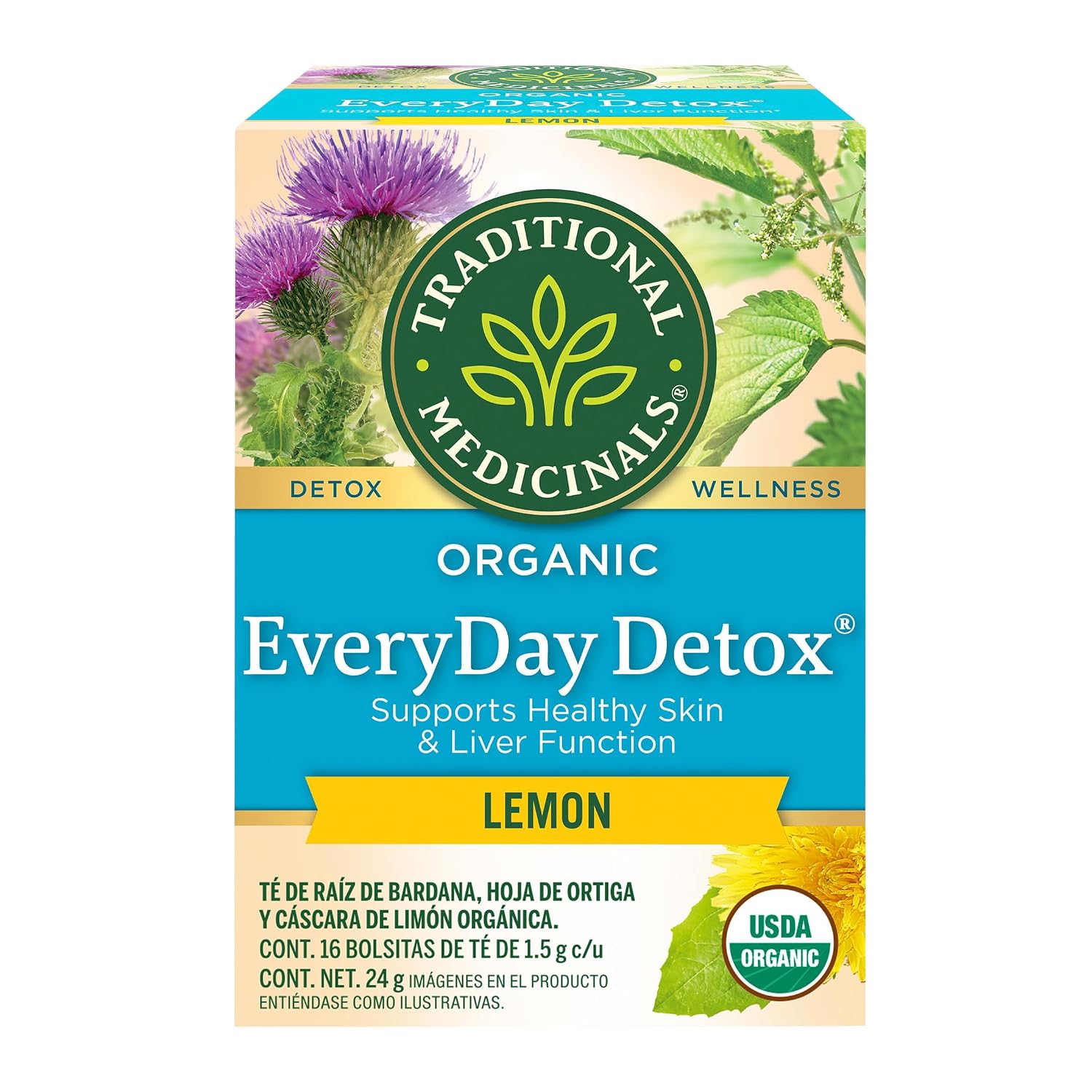 Traditional Medicinals Organic Everyday Lemon Detox Tea, 16 Tea Bags (Pack of 1)