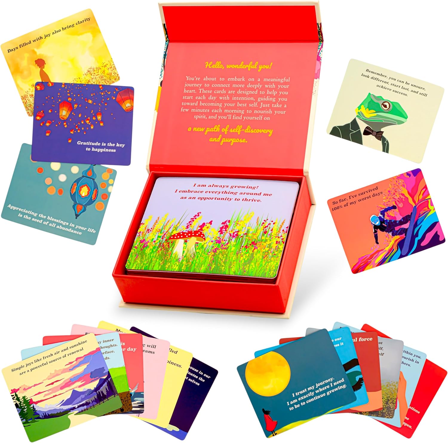 HALD Positive Affirmation Cards for Mindfulness – 60 Motivational Cards