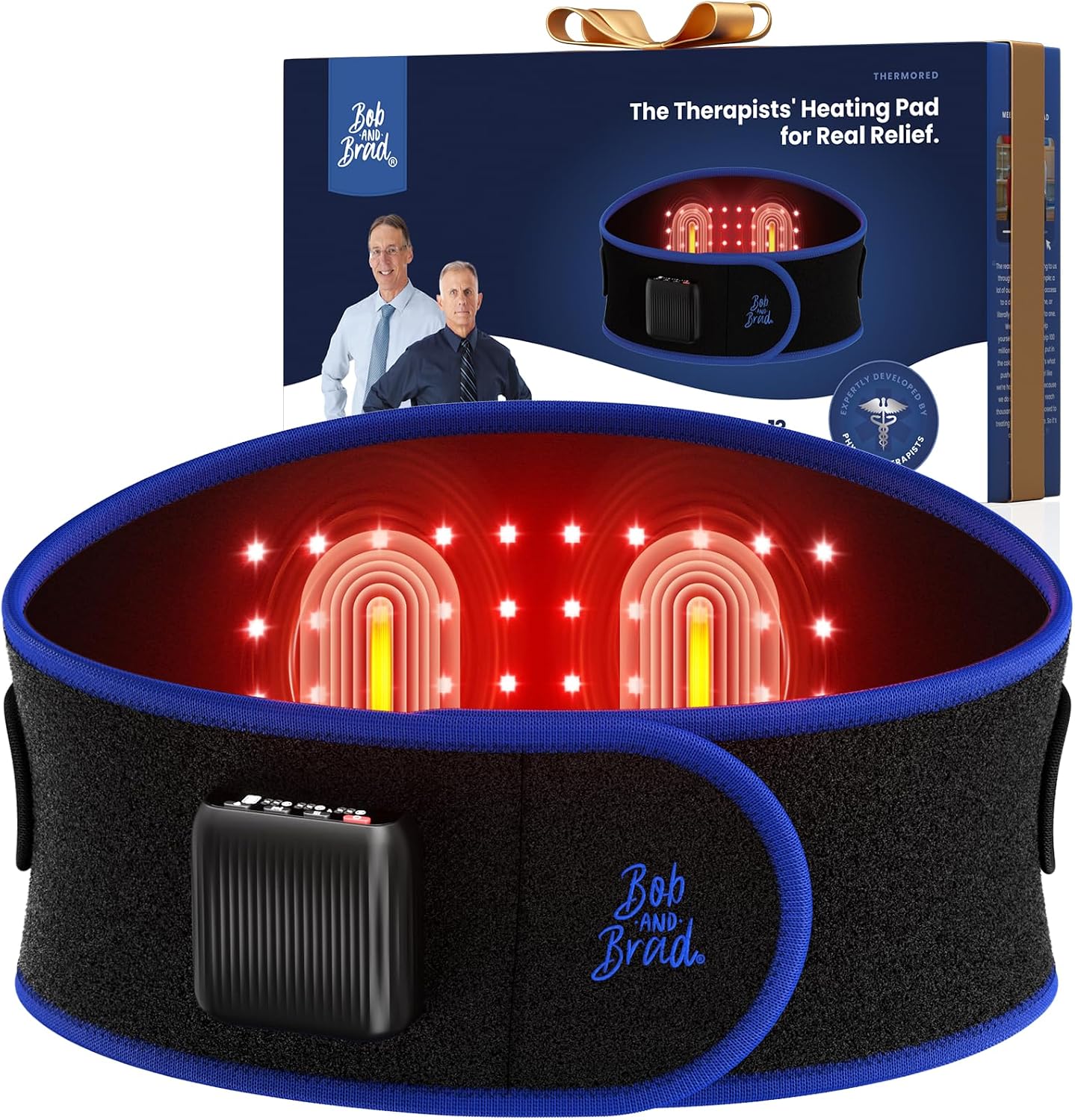 BOB AND BRAD ThermoRed Heating Pad Belt Massager for Lower Back Red Light