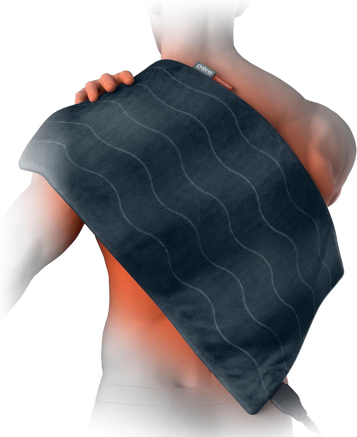 Pure Enrichment PureRelief Pro Far Infrared XL Heating Pad – Muscle Relief for Back, Neck, Shoulder, & Knee Pain in Athletes, 4 Heat Settings, Dry/Moist Heat, 12” x 24” Extra-Long Size (Iron Gray)