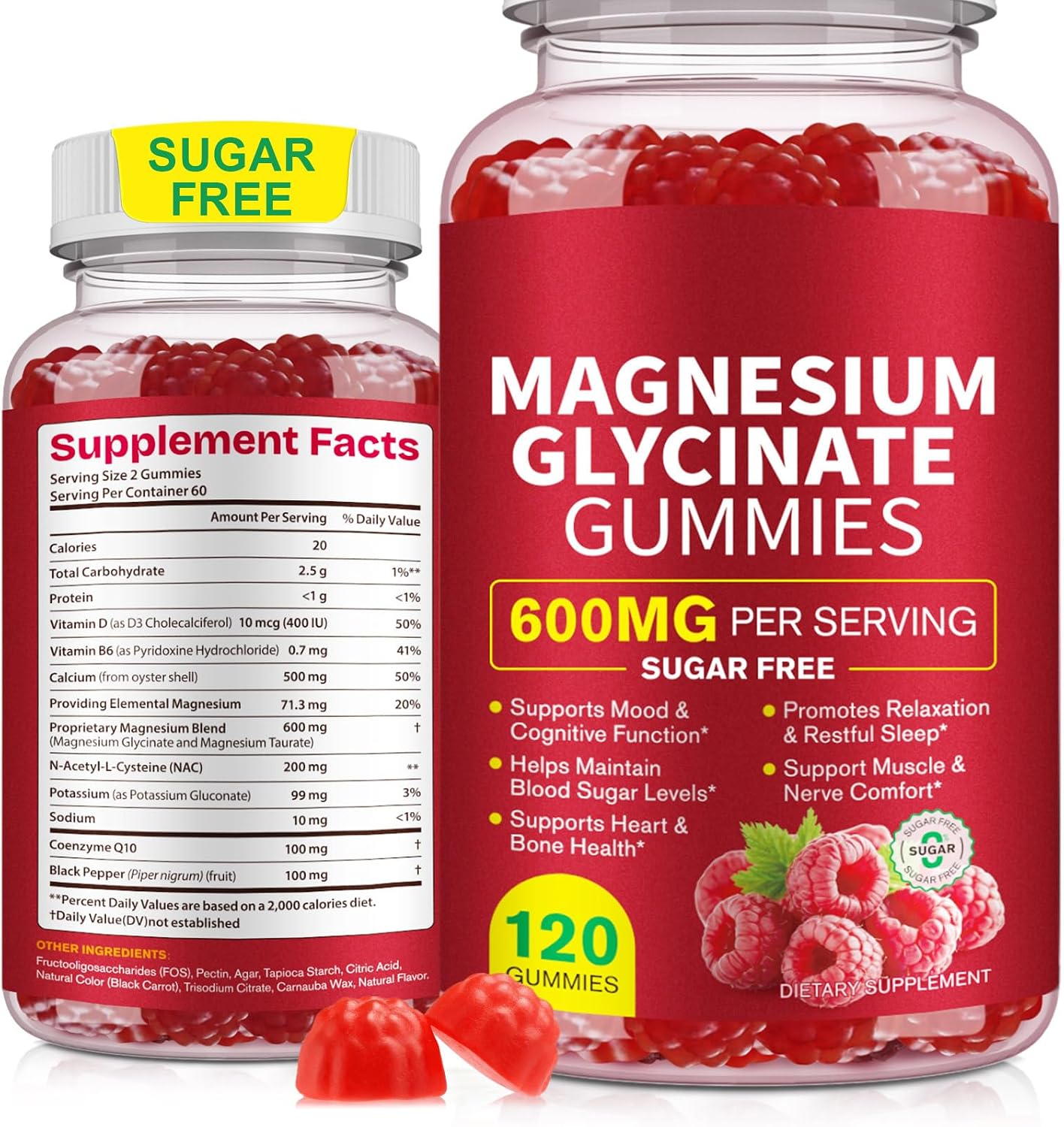 120 Count Magnesium Glycinate Gummies 600mg for Adults, Sugar Free