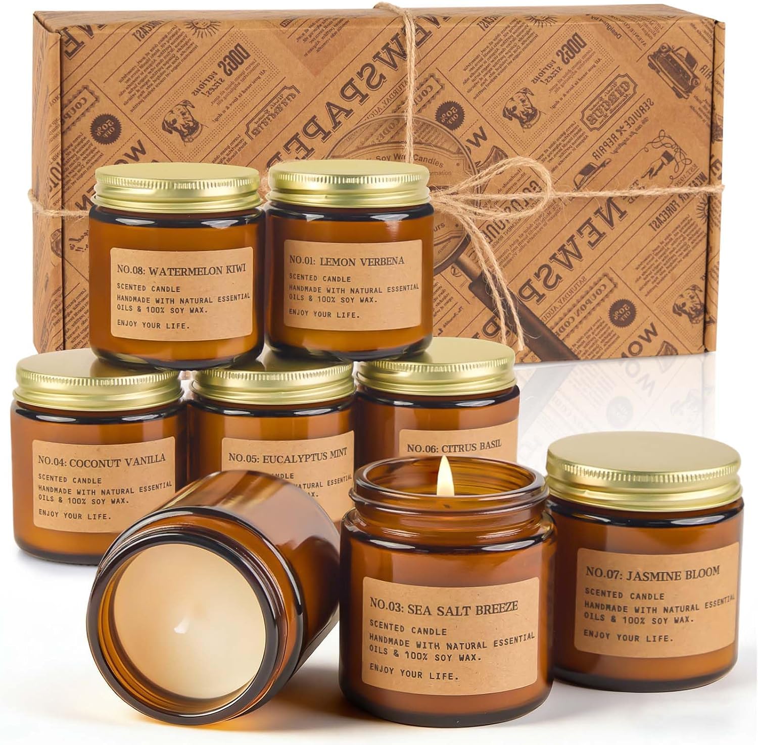 8 Pack Scented Candles for Home,Long Lasting Soy Wax Candle Gift Set