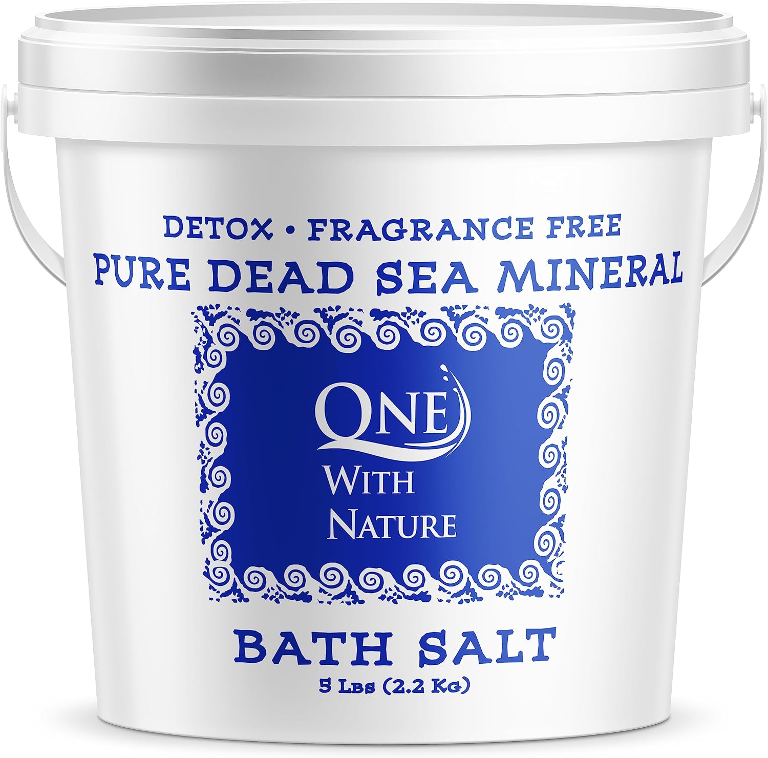 One With Nature 100% Pure Dead Sea Salt, 5Lb -Fine Bath Salts for Soaking, Body Exfoliator, 21 Essential Minerals with Magnesium, Sulphur. Fragrance-Free, Men, Women, Children. Helps Skin Conditions