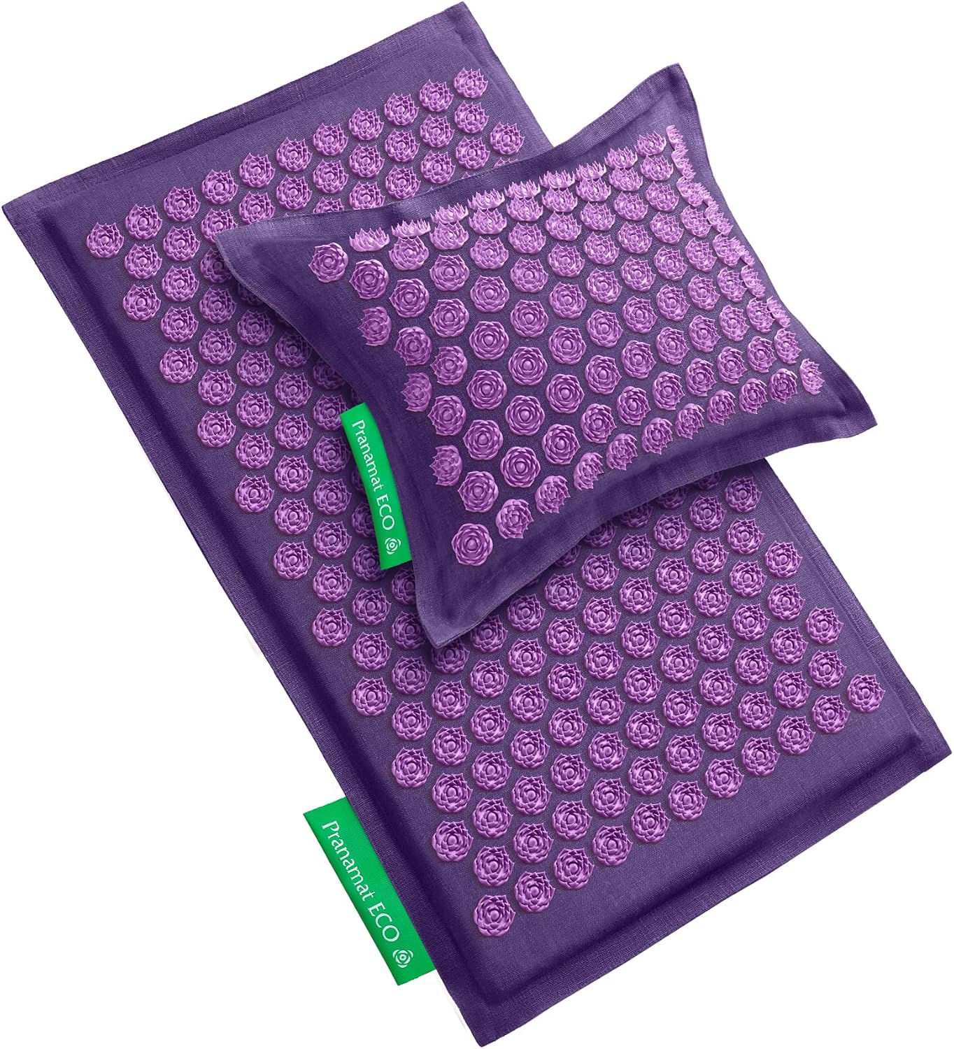Pranamat Acupressure Large Mat and Pillow Set, Premium Acupressure Therapy for Pain Relief and Relaxation, Handcrafted in Europe with Sustainable and Natural Materials (Lavander)