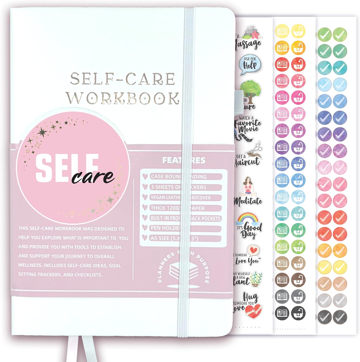 Planners with Purpose Self-Care Planner for Women – Wellness & Mindfulness Journal with Guided Prompts, Self Love & Gratitude Exercises – Daily Reflection & Goal Setting Notebook – Aesthetic Hardcover A5 (white)