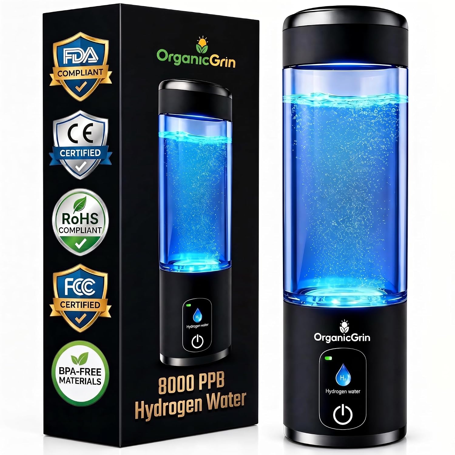 8000 PPB Hydrogen Water Bottle