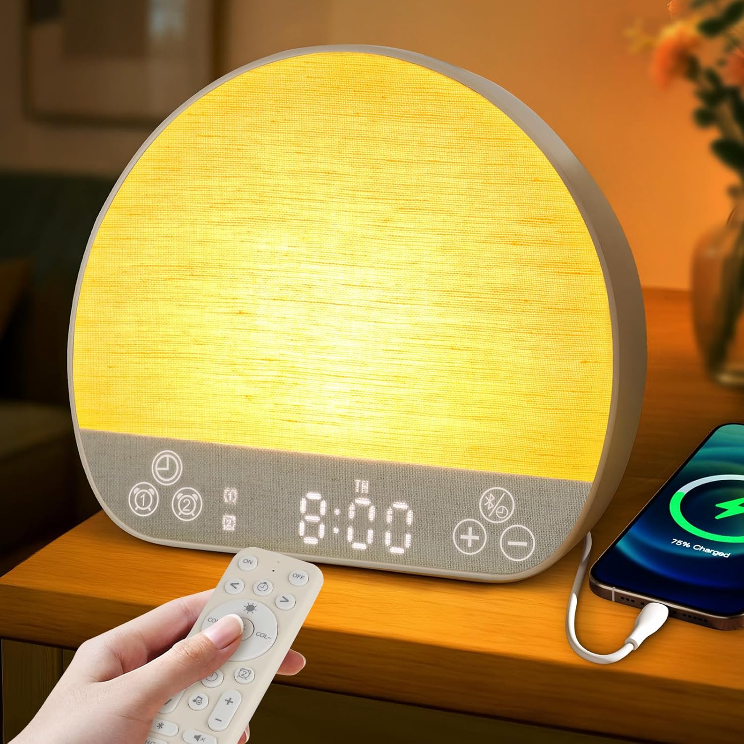 JONRRYIN Sunrise Alarm Clock Wake Up Light for Heavy Sleeper with Remote