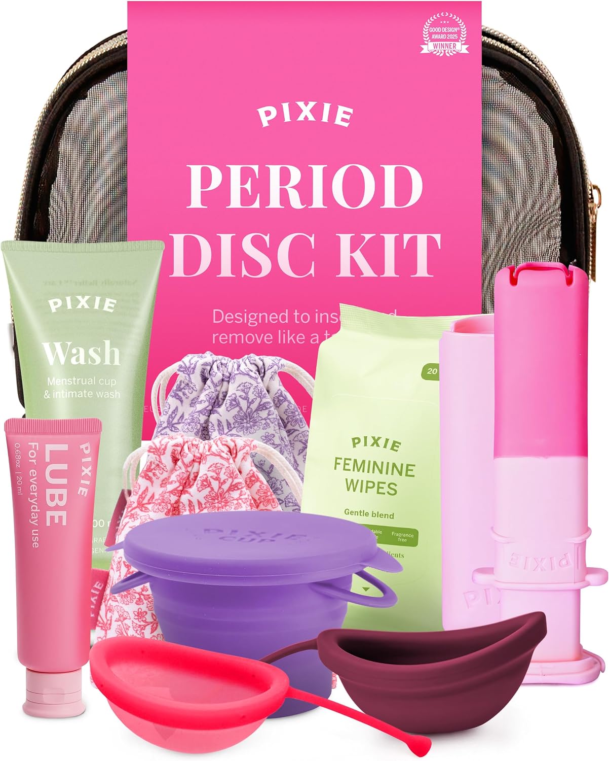 Pixie Menstrual Disc Kit for Feminine Care – Pixie Discs are Designed to Remove Like Tampons – 100% Medical-Grade Silicone – Best Period Disc Starter Kit – Proven to Become A Successful Disc User