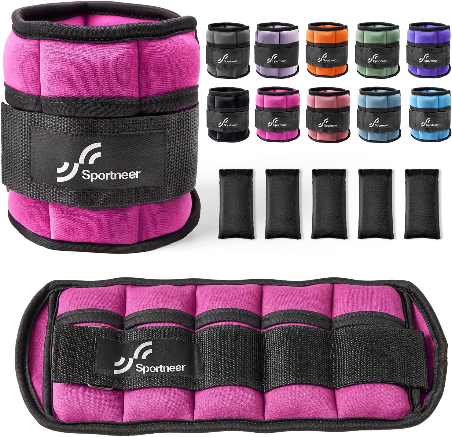 Sportneer Adjustable Ankle Weights, 2-10 lb per Pair, Removable Weights