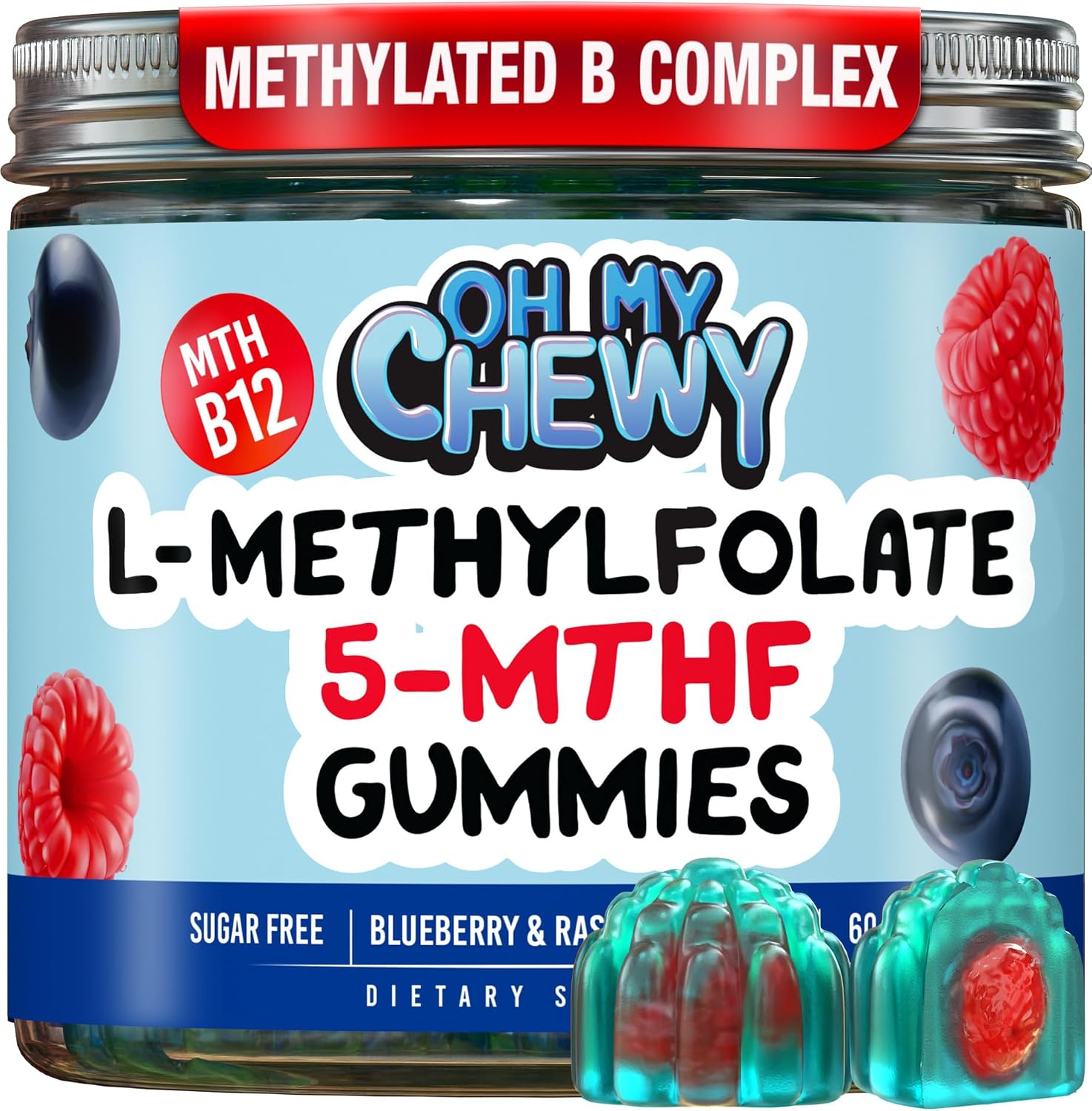 Center-Filled 5-MTHF Folate Gummies – Sugar-Free L-Methylfolate Supplement