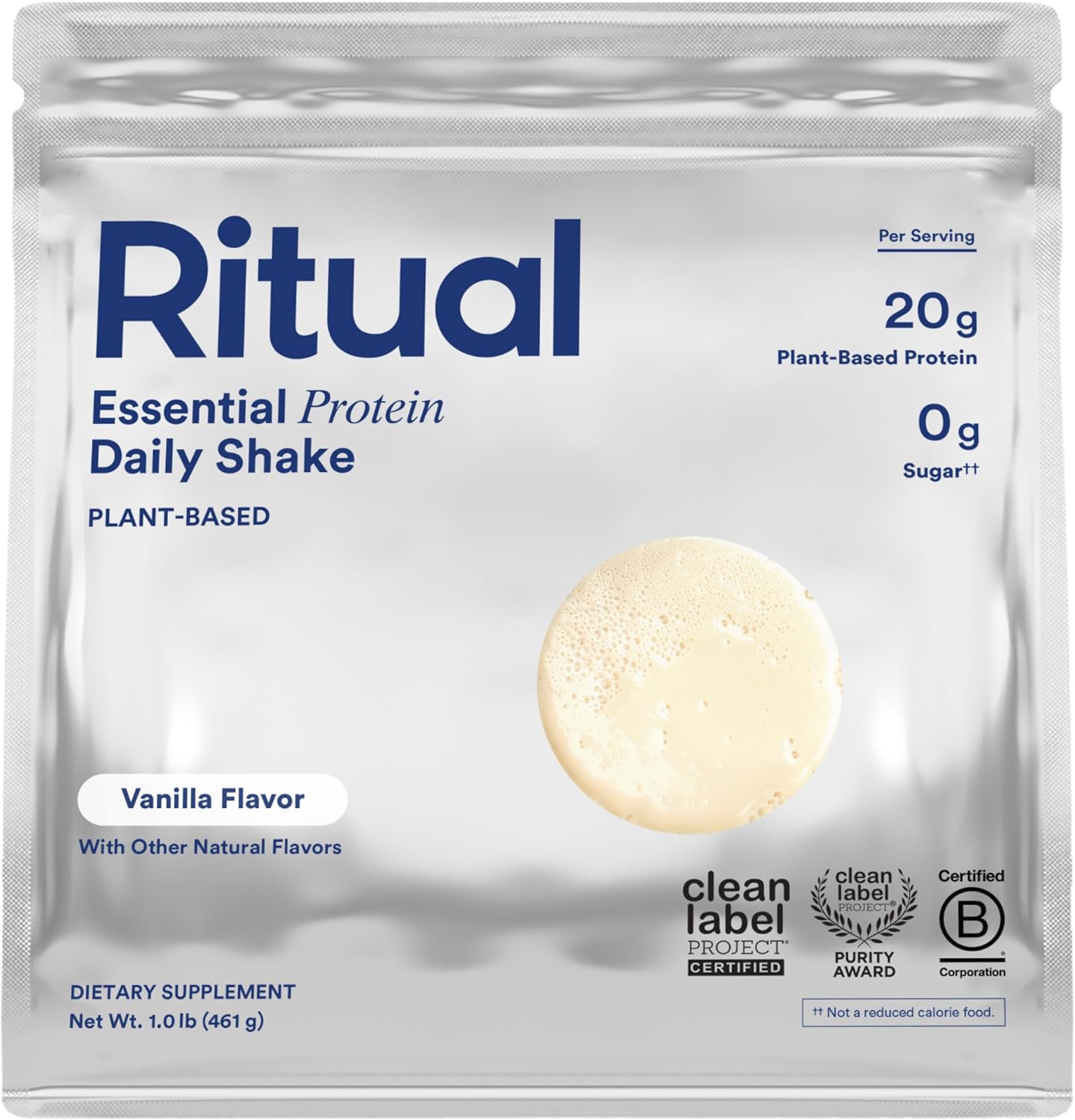 Ritual Vegan Pea Protein Powder – 20g Pea Protein – Vanilla – 1 Lbs