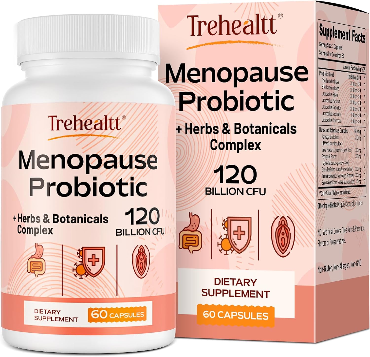 Menopause Supplements for Women – Hot Flashes Menopause Relief, 60 Capsules | 13-in-1 Menopause Probiotic with Herbs & Botanicals Complex, for Hormone Menopause, Night Sweats, Mood Swings, Vegan