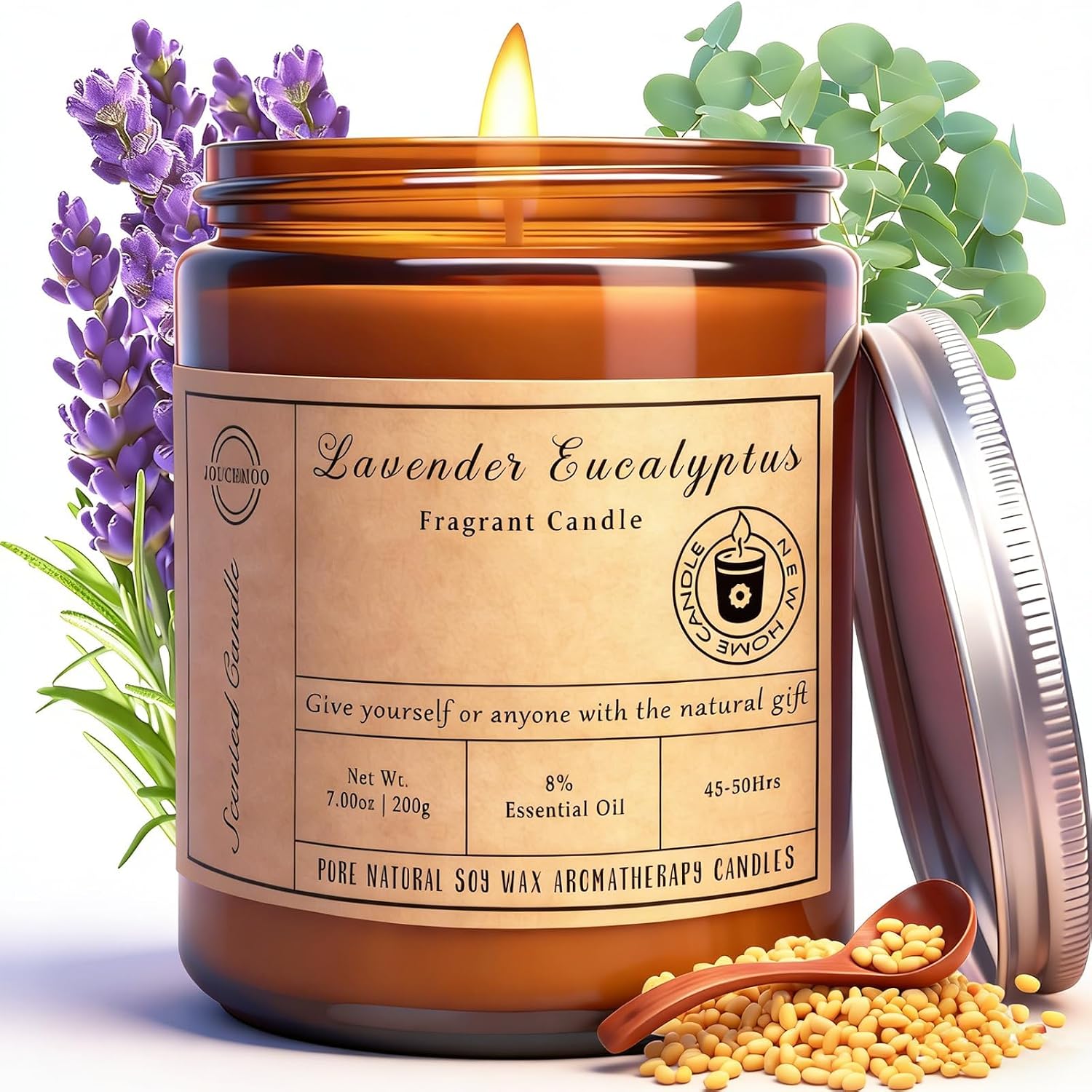 Lavender Eucalyptus Scented Candles, 7oz Non Toxic Aromatherapy Candle Gift | Soy Wax Candle for Home Scented, Stress Relief, Calming Candle for Relaxation, Birthday Gifts for Women & Men