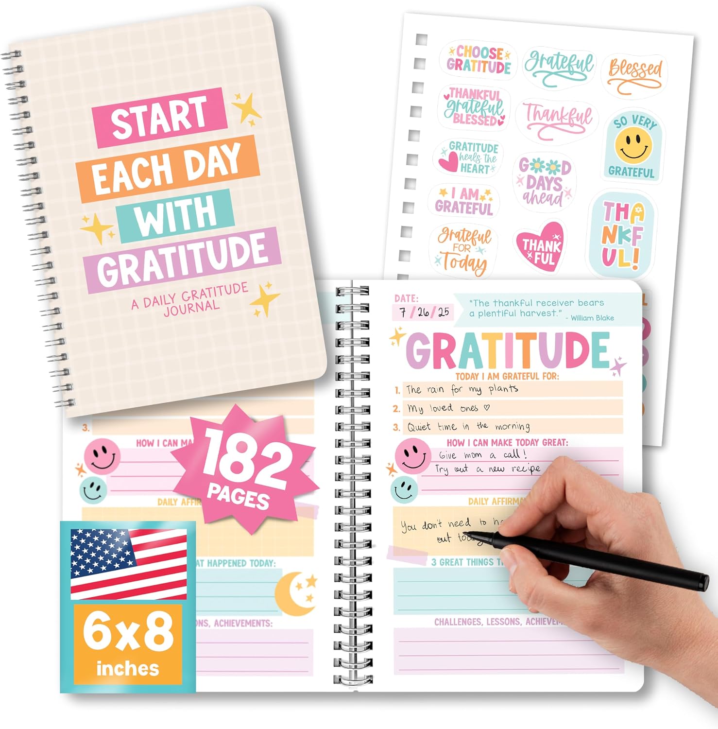 Hadley Designs Daily Gratitude Journal For Women With Prompts – Christian Gratitude Journal for Women, Grateful Journals for Woman, Guided Thankful Journals with Prompts, Designed in USA
