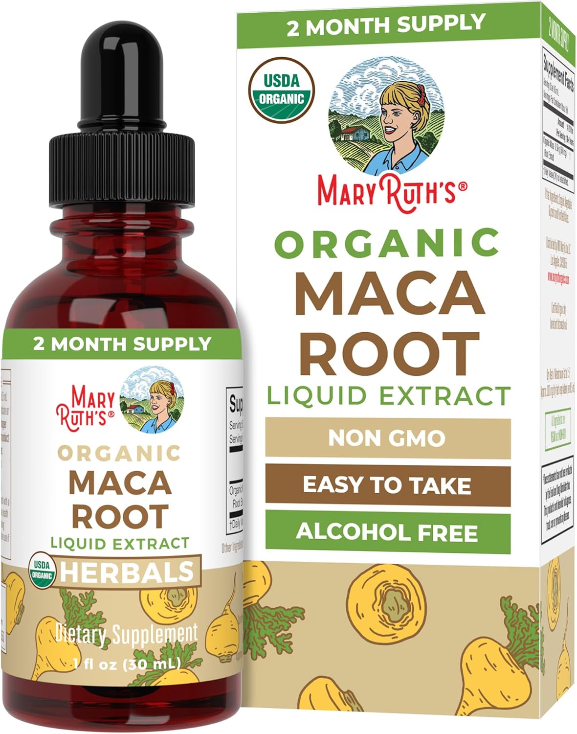 MARYRUTH’S USDA Organic Maca Root Liquid Drops, 1 Fl Oz | Vegan, Non-GMO, Gluten Free, Alcohol Free