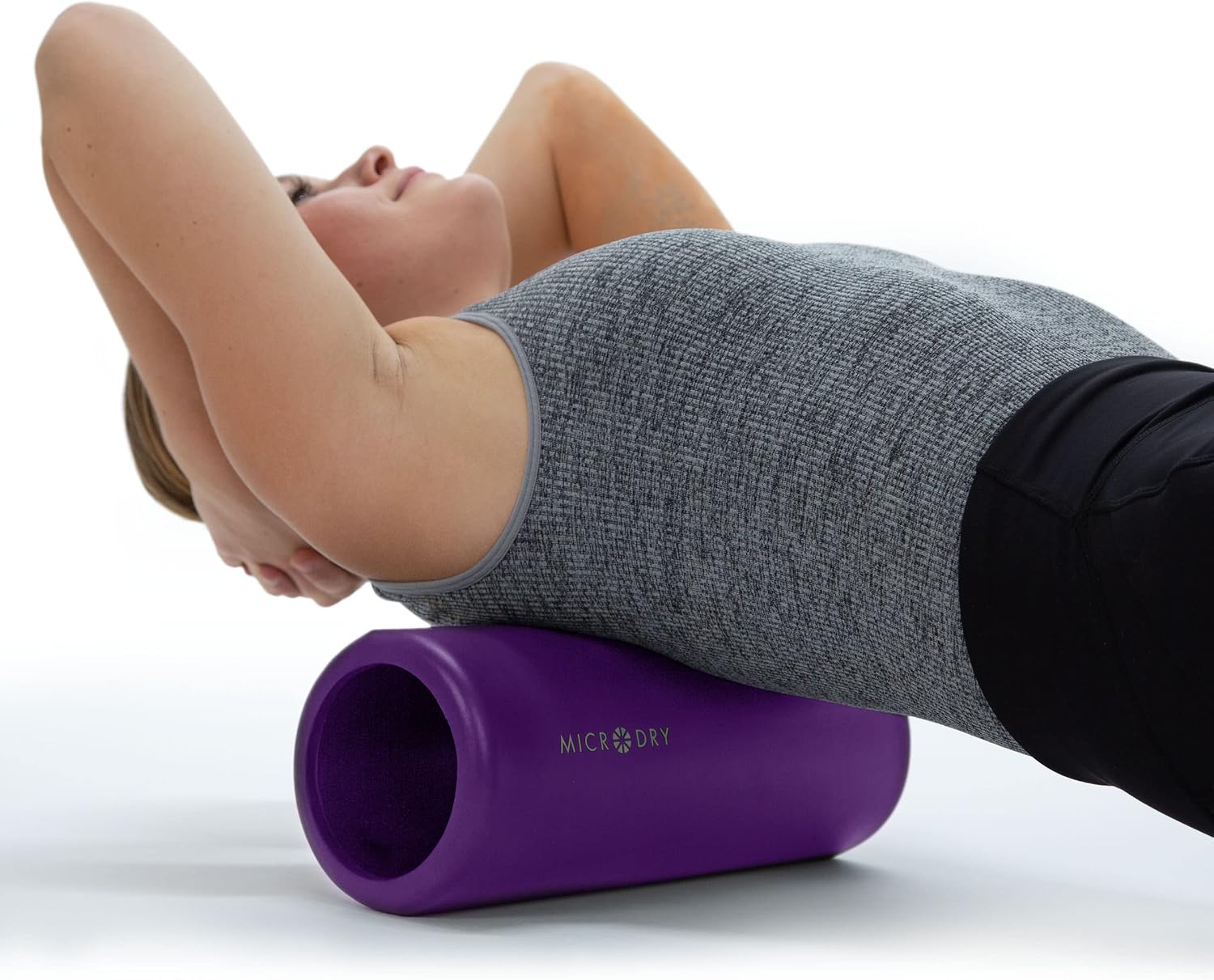 MICRODRY Deluxe Fitness Foam Back Roller for Muscle Relief, Roller for Yoga, Stretching, Deep Tissue Firm Massage & Trigger Point Release, Exercise Workout at Home or Gym, 13×5.3, Purple