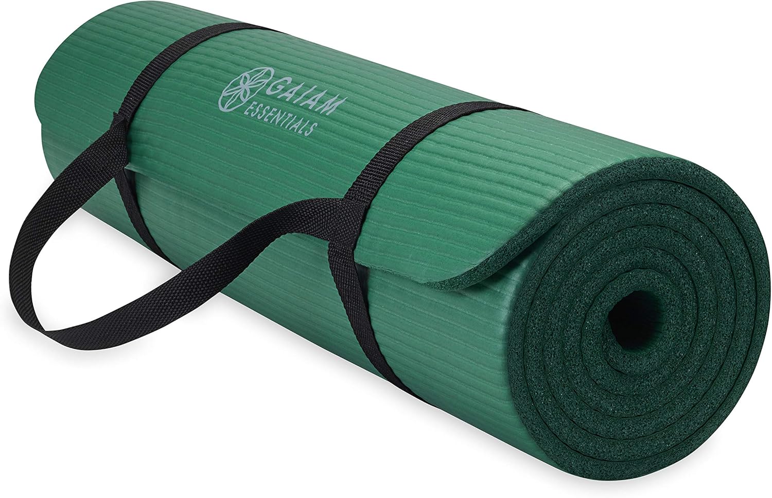 Gaiam Thick Yoga Mat, Exercise & Fitness Mat with Easy-Cinch Carrying Strap | Non-Slip NBR Foam | Joint Cushioning | Yoga, Pilates, Fitness & Floor Workouts | 72″L x 24″W