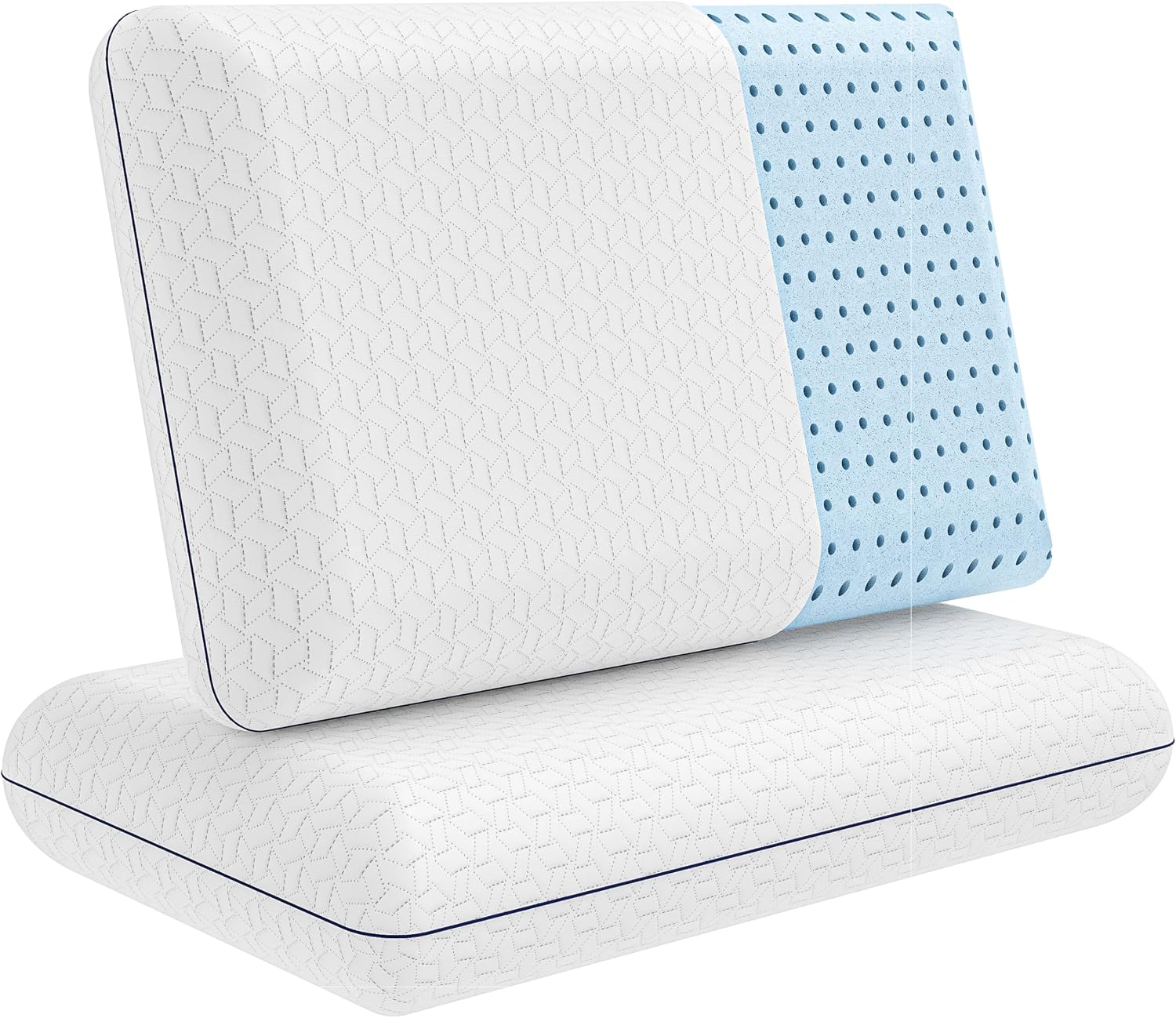 Vaverto Memory Foam Queen Pillows Set of 2 – Firm Pillow- Queen Size 2-Pack