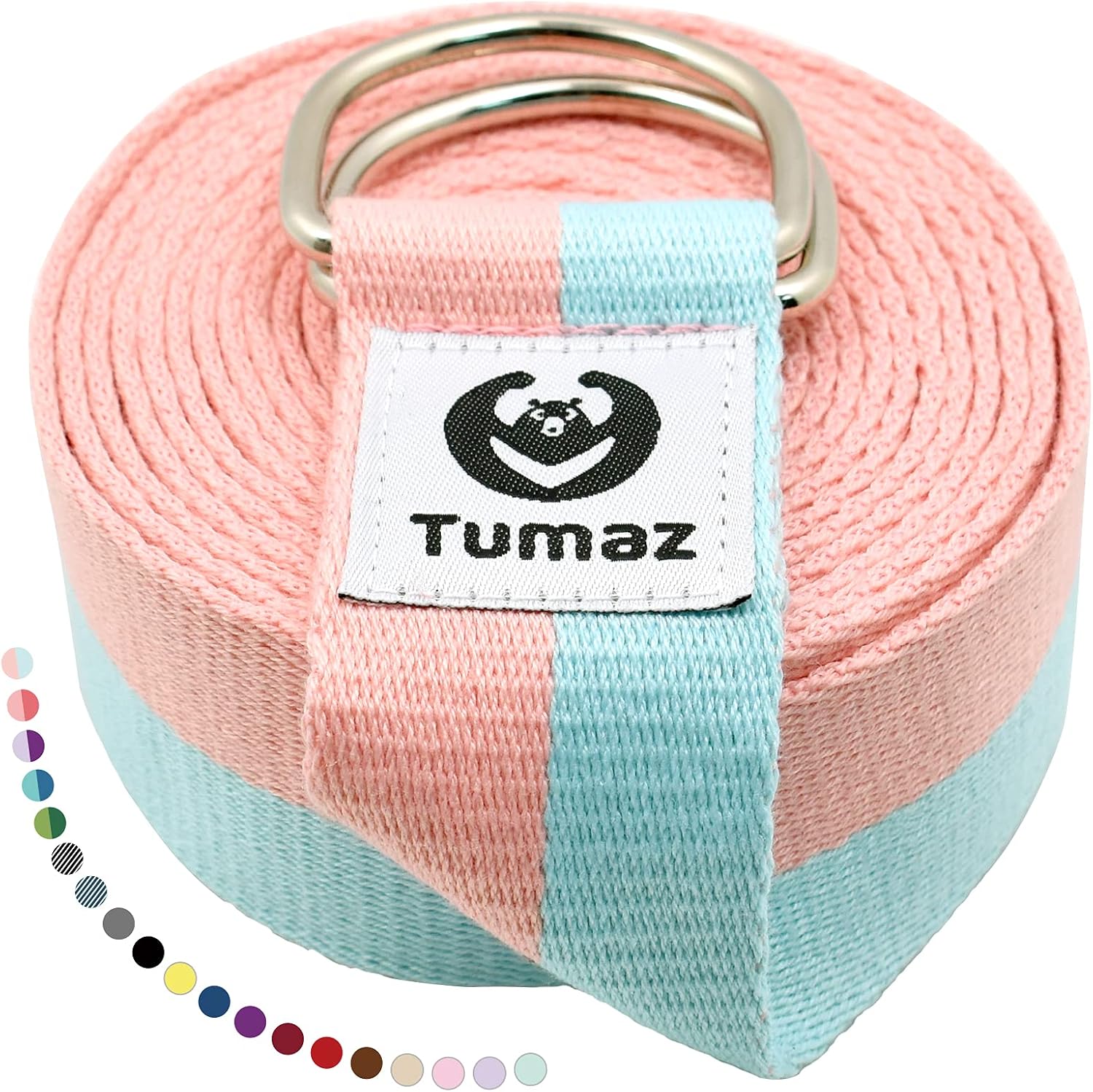 Tumaz Yoga Strap for Stretching with Adjustable D-Ring, 6/8/10 ft