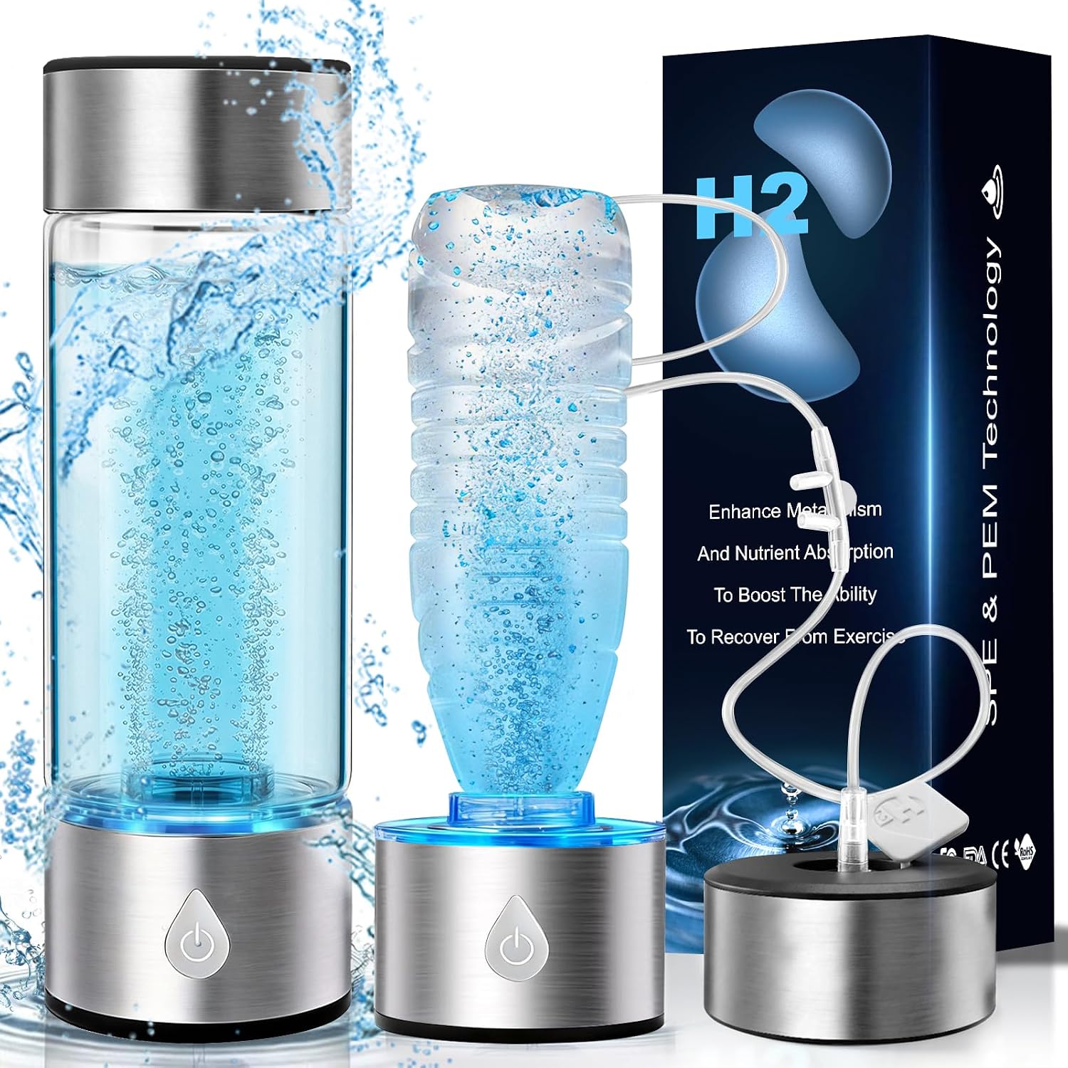3-in-1 Hydrogen Water Bottle, Hydrogen Water Generator for Home & Travel