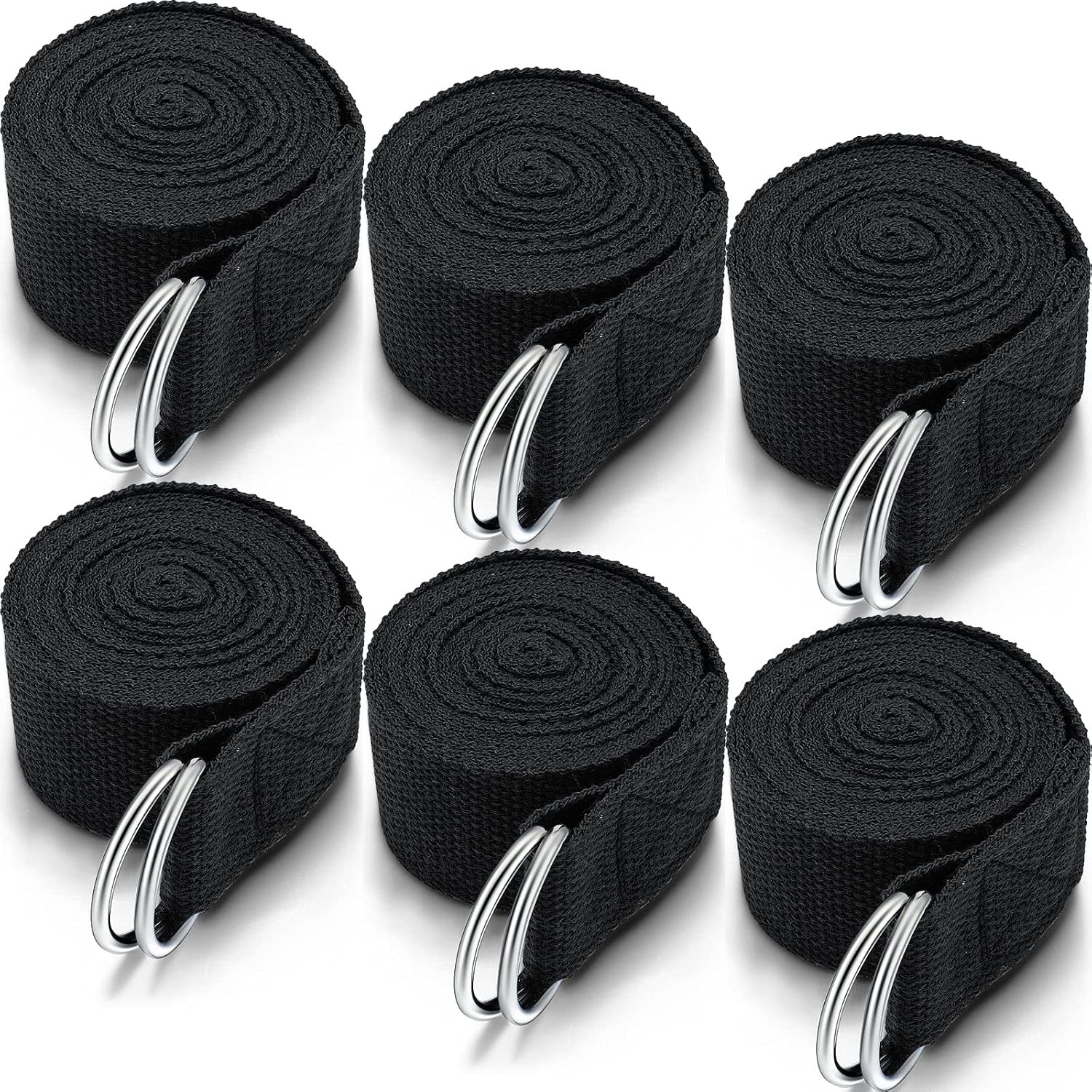 6 Pcs Yoga Straps for Stretching 8 Ft, Safe D Ring Buckle