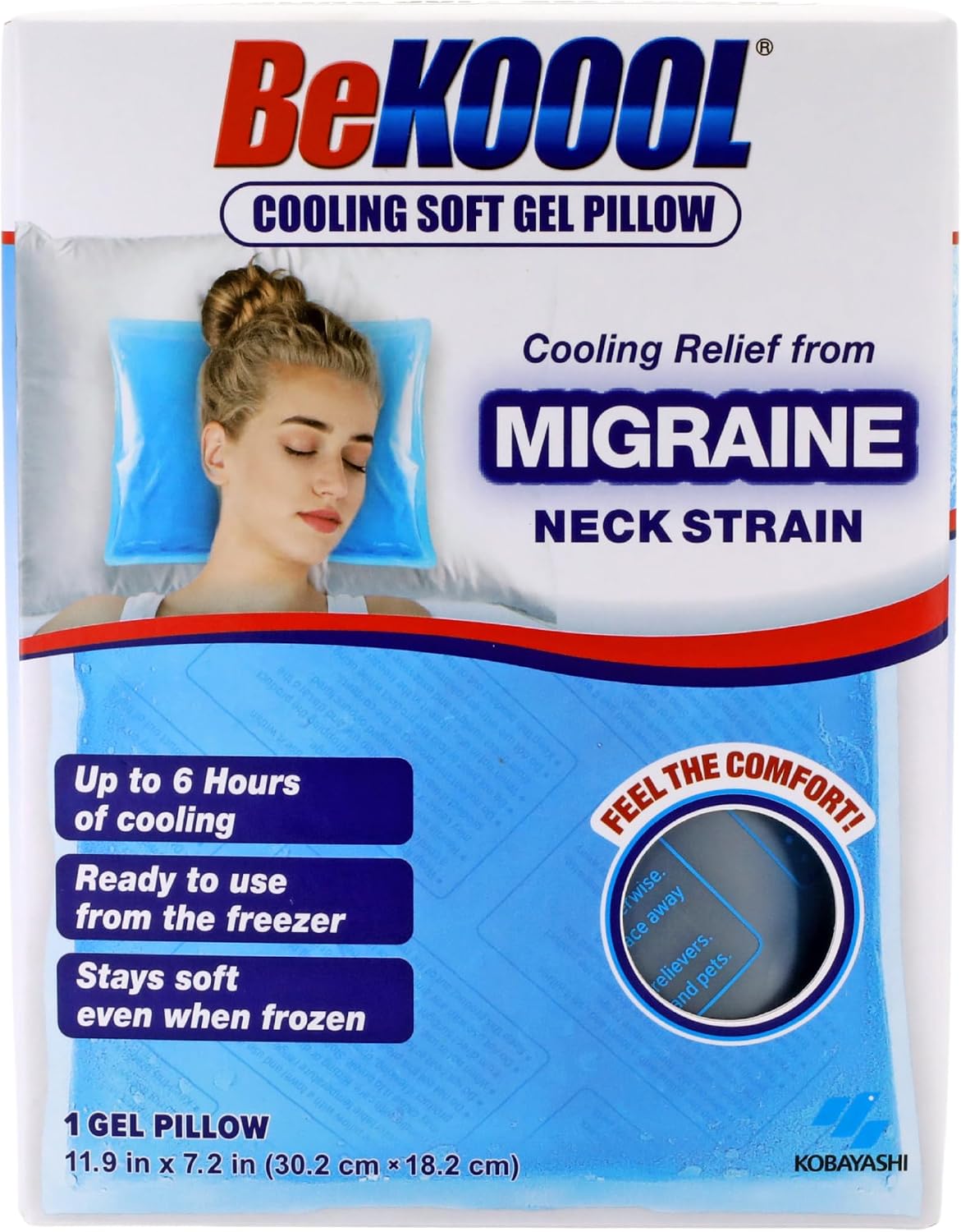 BeKoool Cooling Soft Gel Pillow, Cooling Relief for Migraine & Neck Strain