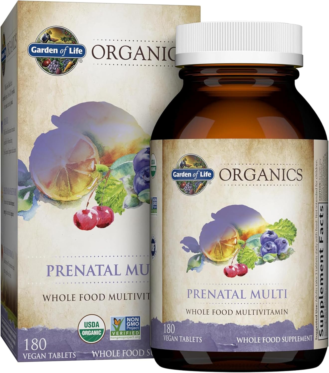 Garden of Life Organics Women’s Prenatal Multivitamin with Vitamin D3, B6, B12, C & Iron, Folate for Energy & Healthy Fetal Development – Organic, Non-GMO, Gluten-Free, Vegan, 60 Day Supply | with Folate, B6, B12, D3 & Iron, Prenatal Vitamins for Women, Energy Metabolism Support for Fetal Development, Non-GMO