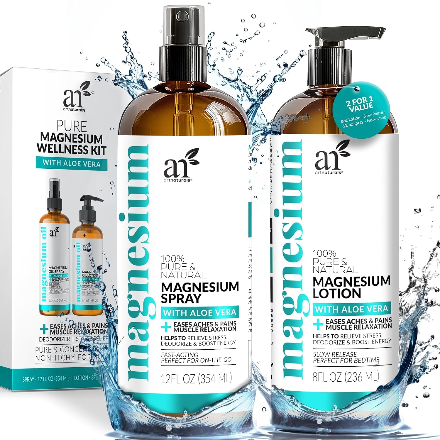 ArtNaturals Magnesium Oil Spray & Body Lotion Set