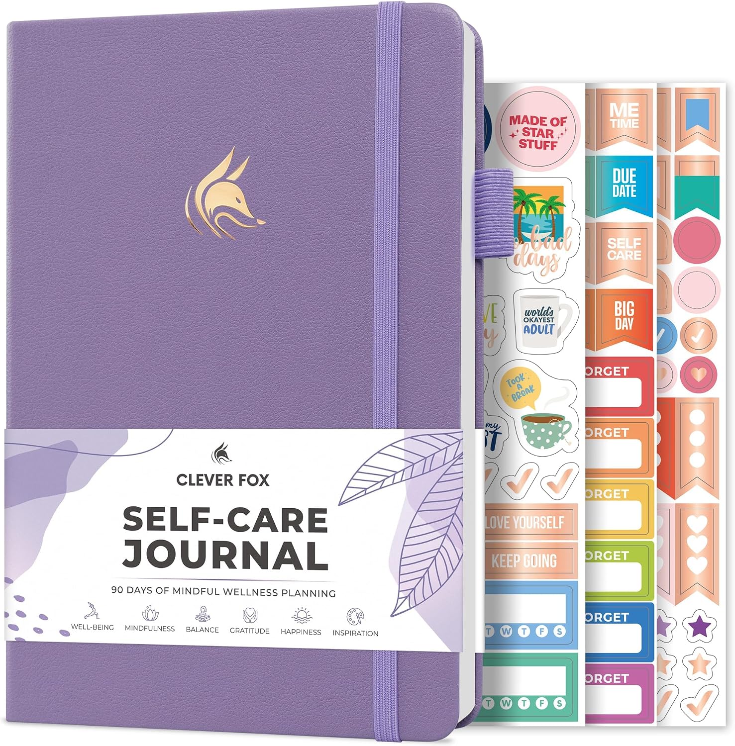 Clever Fox Self-Care Journal for Women, Daily Planner 5.8×8.3 Lavender