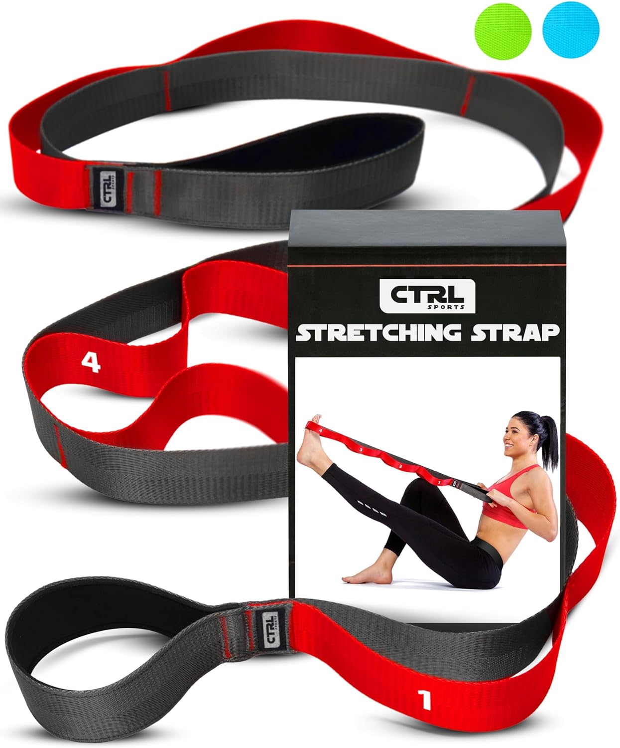 Stretching Strap with Loops, Non Elastic Stretch Band for Physical Therapy