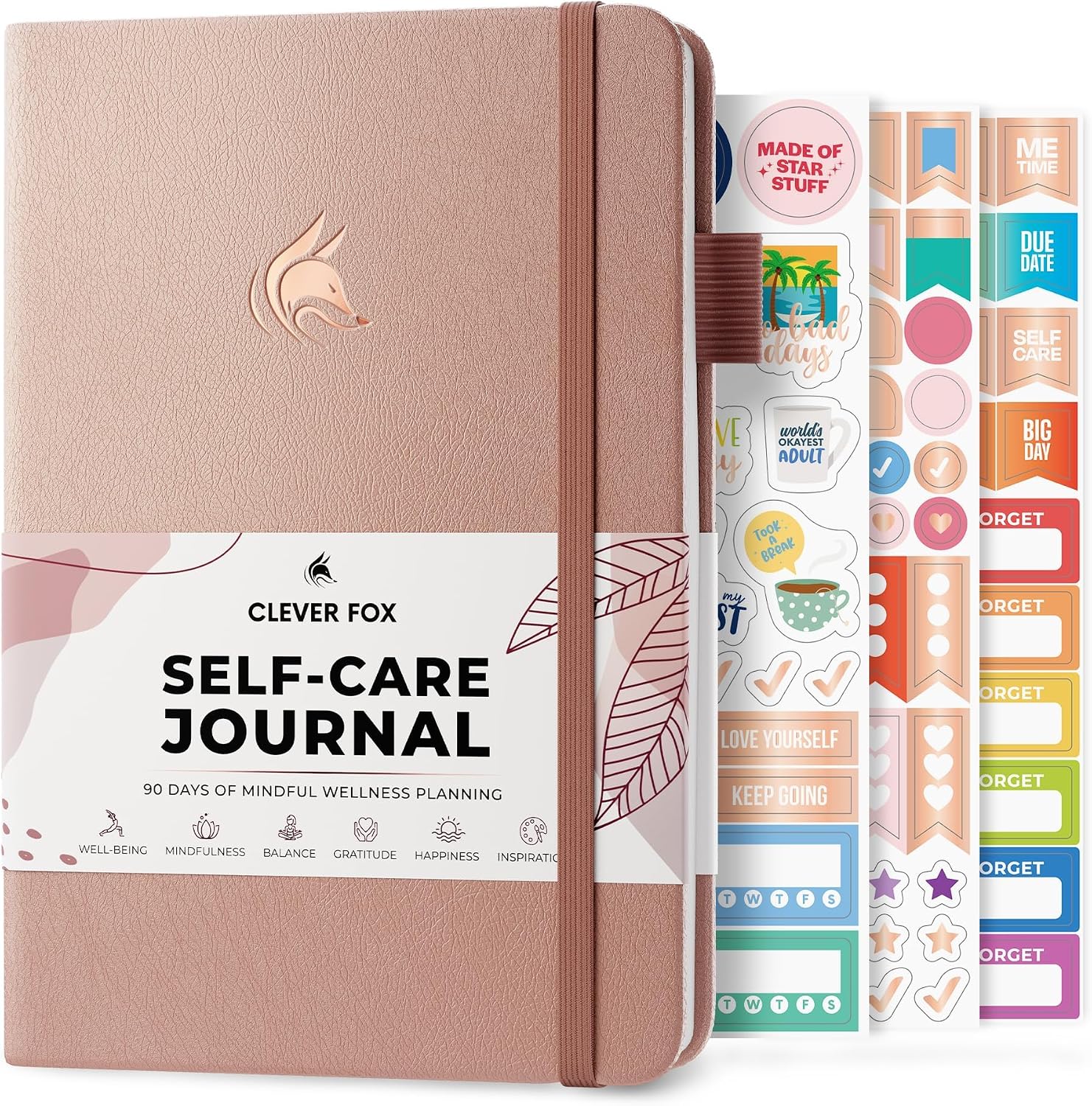 Clever Fox Self-Care Journal for Women, Daily Planner 5.8×8.3 Rose Gold | 3-month mental health journal, habit tracker, wellness journaling supplies for women & teen girls, gratitude & mood log