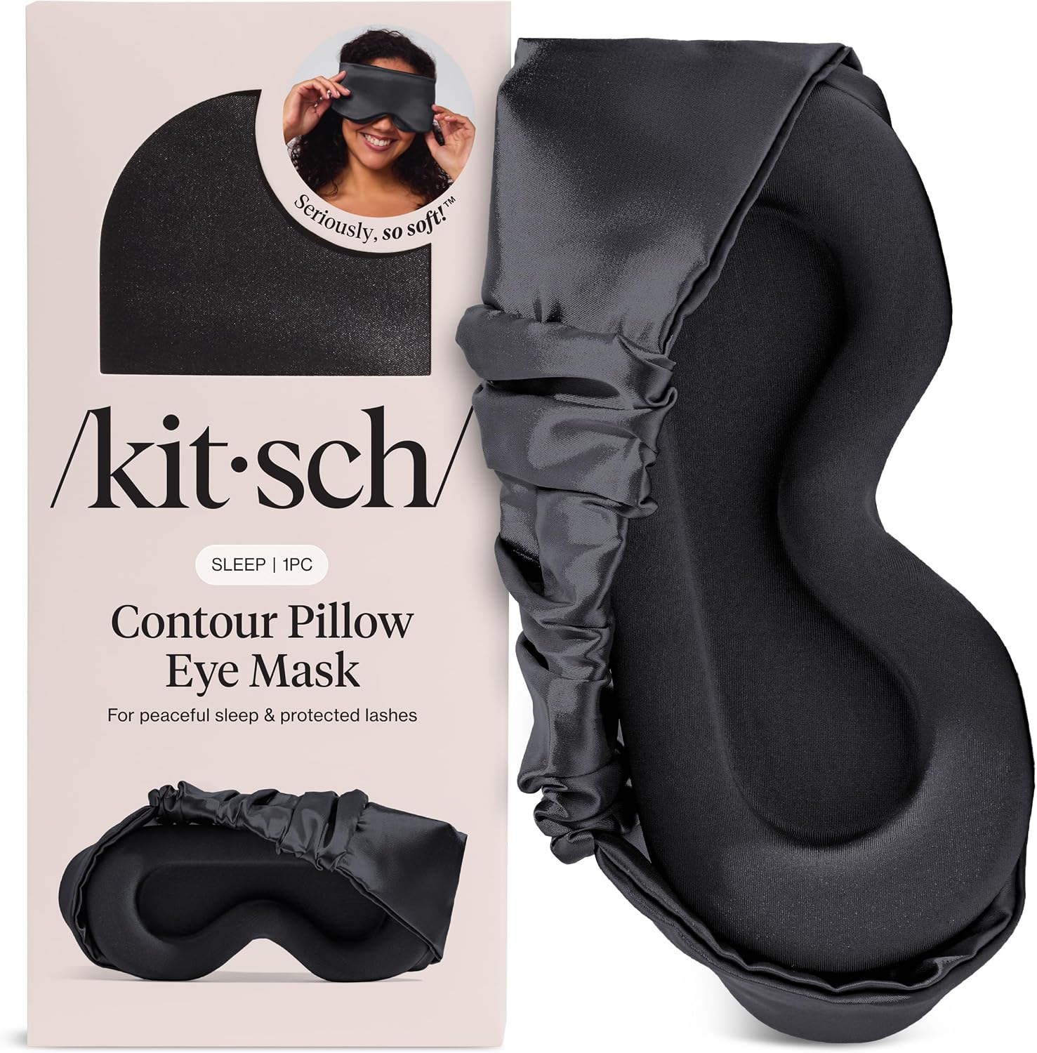 Kitsch Contour Satin Sleep Mask | Eye Masks for Sleep – Charcoal