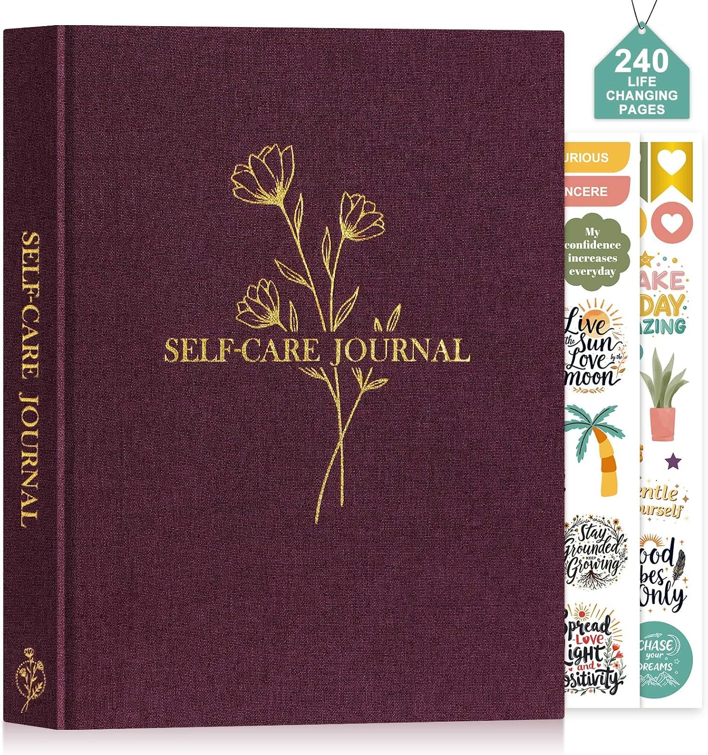 Lanpn Self Care Journal for Women, Self Love Guided Journals with Prompts, Daily Reflection Wellness & Gratitude Planner, 5 Minute Mental Health Notebook, Mindfulness Mood Log, 240 Pages, Purple