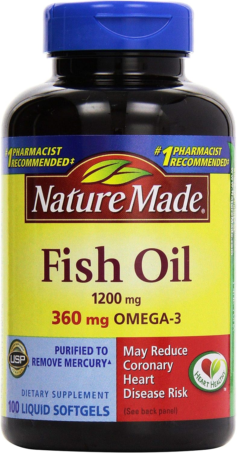 Nature Made Fish Oil Omega 3 Supplements, 1200mg Softgels, 100 Softgels