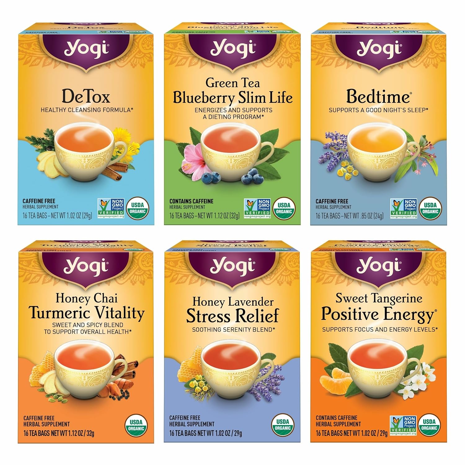 Yogi Favorites Variety Pack, 16 Tea Bags (6 Pack)