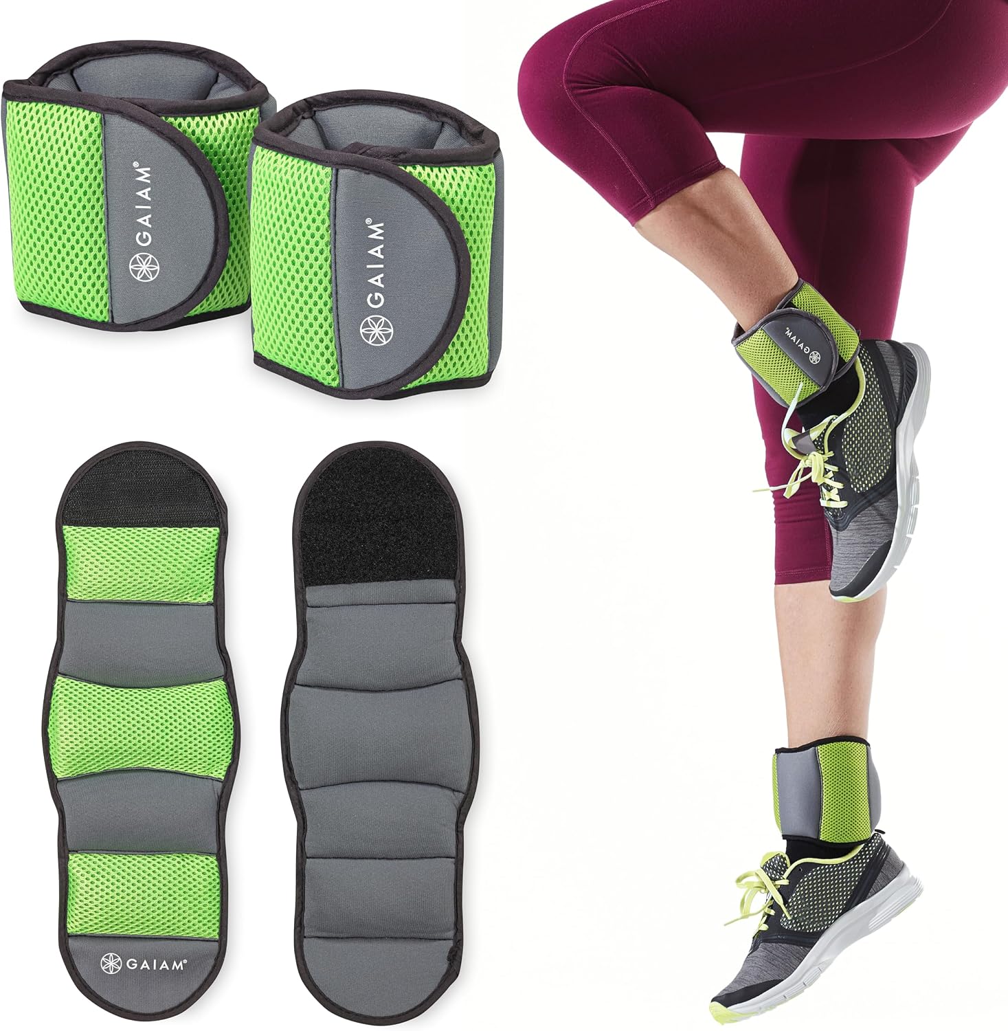 Gaiam Ankle Weights, Wearable Bracelet to Strengthen, Tone & Sculpt, Adjustable Ankle Weights for Women & Men for Yoga, Dance, Pilates, Barre, Cardio, Home & Gym Use