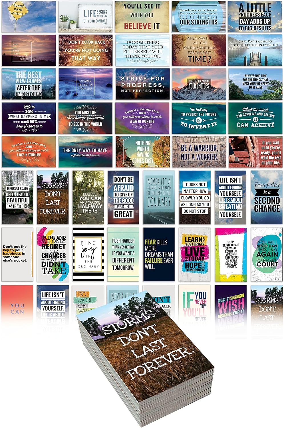Better Office Products Motivation Inspiration Affirmation Cards, 120 Pack, 2 Each of 60 Unique Assorted Designs, Encouragement Card Deck, 2″ x 3.5″ (Business Card Size)