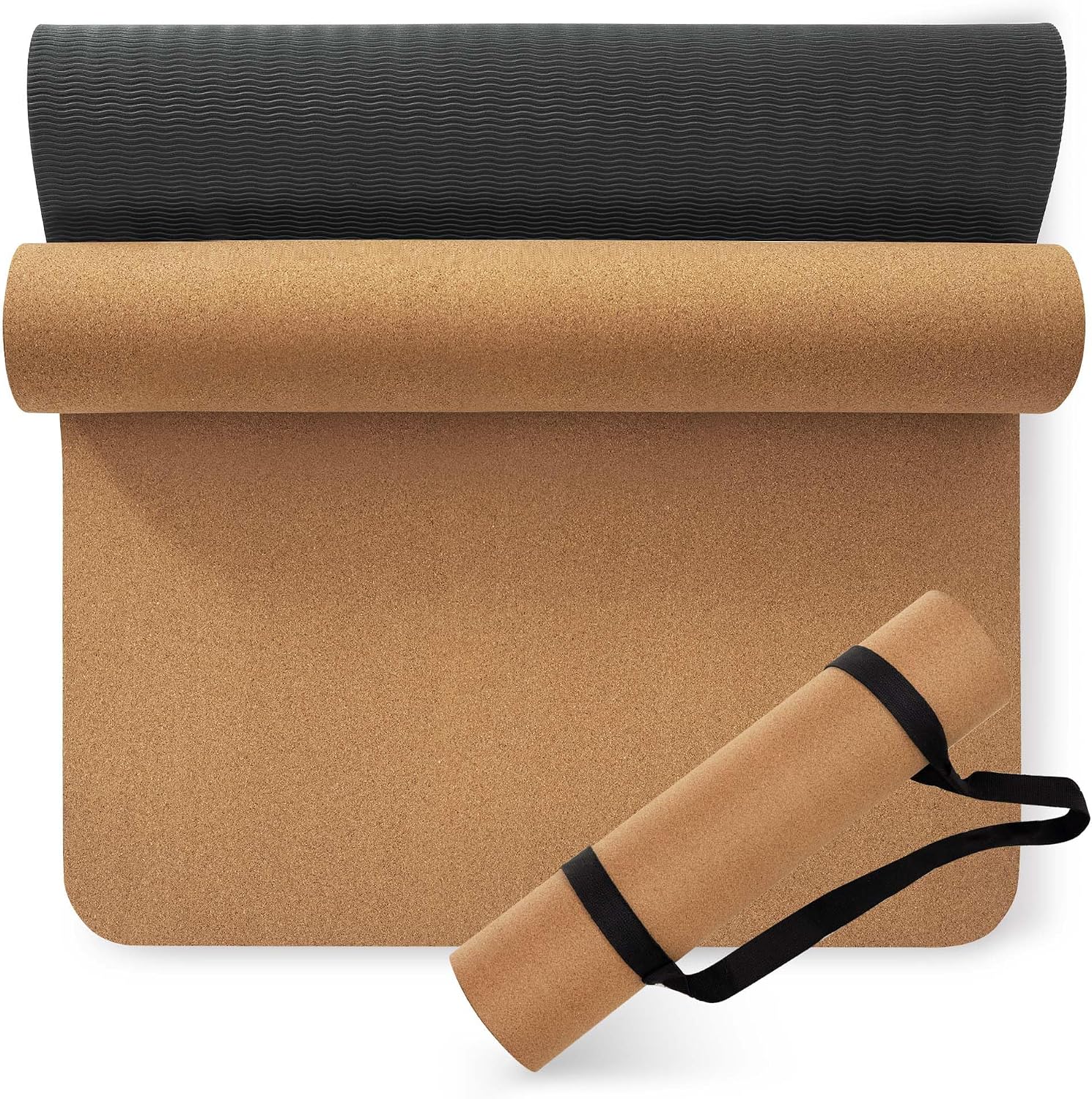Umineux Cork Yoga Mat 1/4 & 2/5 Inch Thick 72 x 26 in | Thick Cork and TPE Non Slip Yoga Mats for Women Men, Sweat Proof, Sustainable, Great for Hot Yoga & Workouts