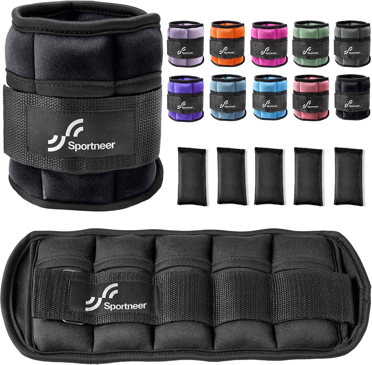 Sportneer Adjustable Ankle Weights, 2-10 lb per Pair, Removable Weights