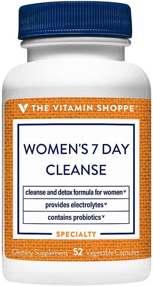 The Vitamin Shoppe Women’s 7-Day Cleanse – Detox Formula | with Probiotics & Electrolytes | 52 Vegetable Capsules | Gentle Wellness