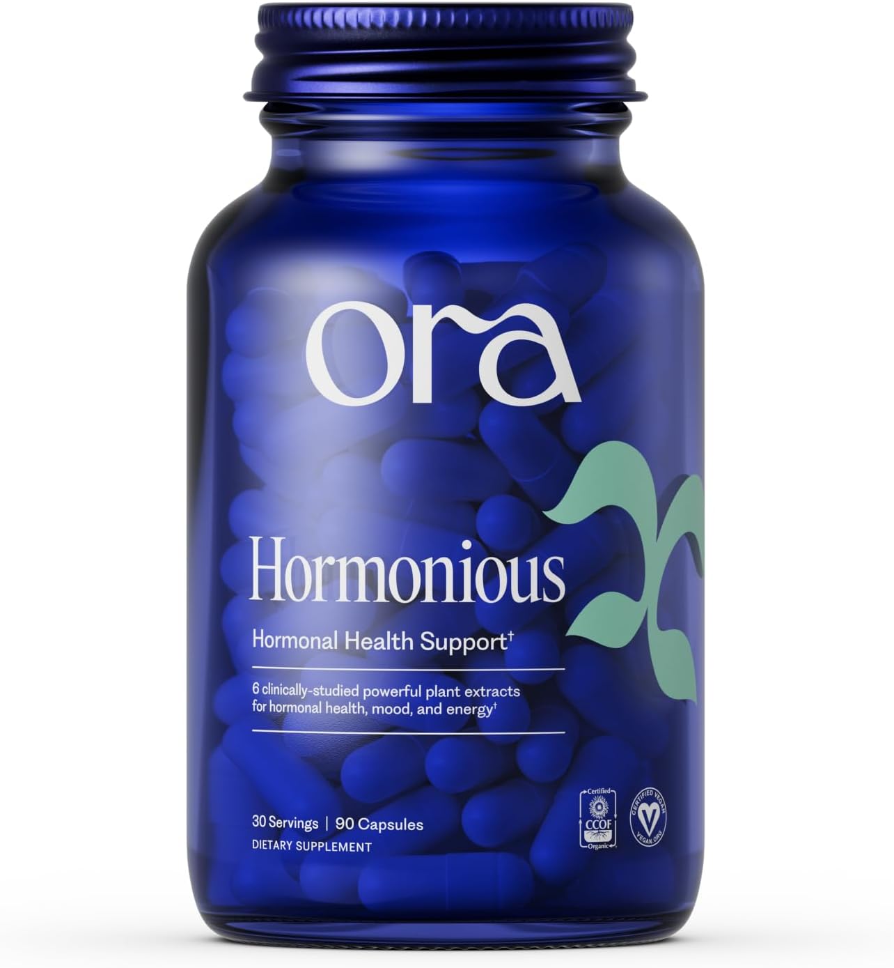 Ora Organic Natural Hormone Balance Supplement & Hormonal Acne Relief for Women – Support Skin, Mood, Energy, PMS & Menopause – Ashwagandha, Maca, Burdock Root, Cordyceps & VIT C – 90 Capsules