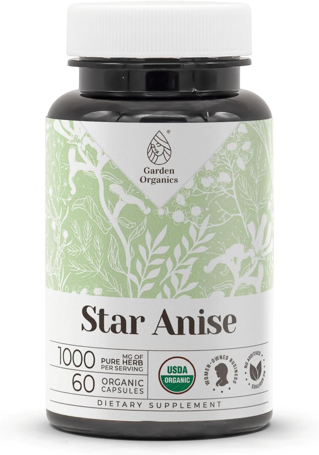 Star Anise USDA Organic 60 Capsules | Natural Organic Supplement | Certified Organic Vegetarian Capsules and Organic Star Anise (Illicium verum) Dried Seed (60 Capsules)